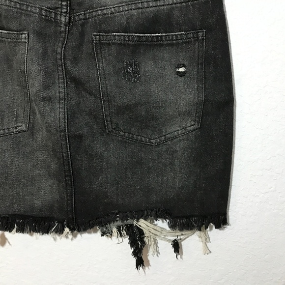 We the Free Relaxed & Destroyed Black Denim Skirt - Picture 7 of 8